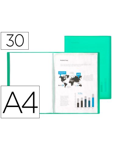 Carpeta Liderpapel Escaparate 30 Fundas Polipropileno Din A4 Verde Translucido