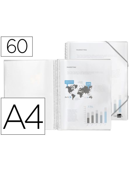 Carpeta Liderpapel Escaparate Con Espiral 60 Fundas Polipropileno Din A4 Transparente
