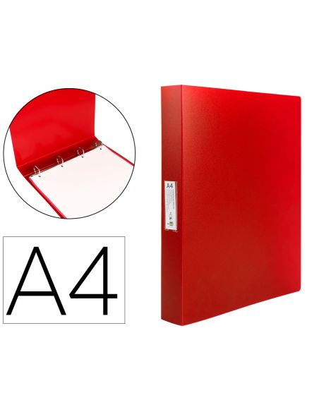 Carpeta Liderpapel 4 Anillas 25 Mm Mixtas Polipropileno Din A4 Rojo Translucido