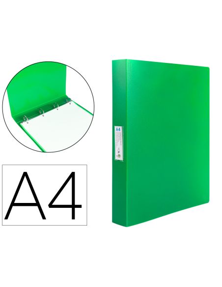 Carpeta Liderpapel 4 Anillas 25 Mm Mixtas Polipropileno Din A4 Verde Manzana Opaco