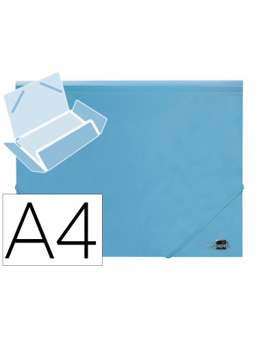 Carpeta Liderpapel Gomas Tres Solapas Polipropileno Din A4 Color Celeste Opaco