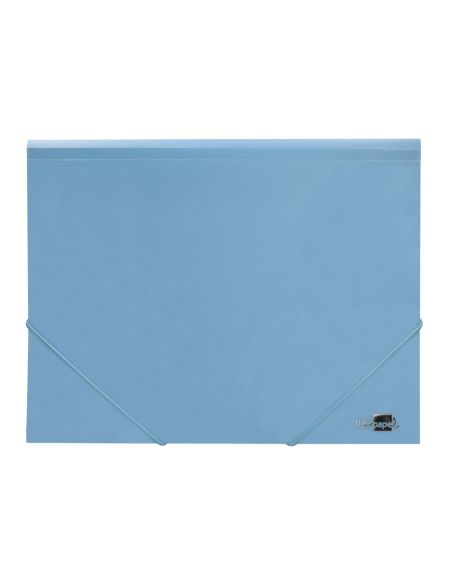 Carpeta Liderpapel Gomas Tres Solapas Polipropileno Din A4 Color Celeste Opaco