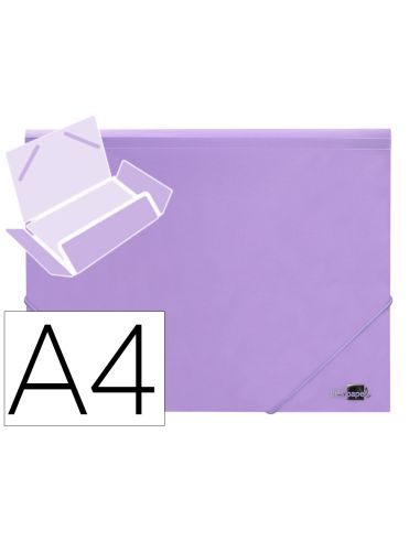 Carpeta Liderpapel Gomas Tres Solapas Polipropileno Din A4 Color Lavanda Opaco
