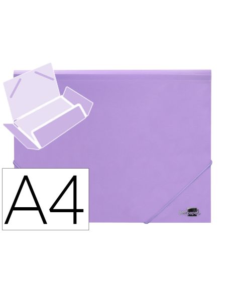 Carpeta Liderpapel Gomas Tres Solapas Polipropileno Din A4 Color Lavanda Opaco