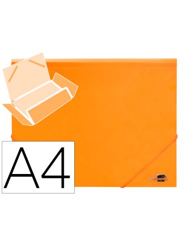 Carpeta Liderpapel Gomas Tres Solapas Polipropileno Din A4 Color Naranja Opaco