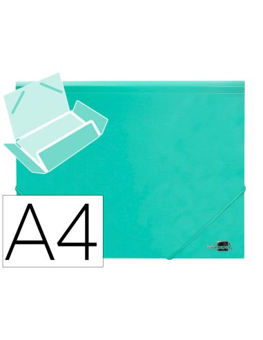 Carpeta Liderpapel Gomas Tres Solapas Polipropileno Din A4 Color Verde Opaco