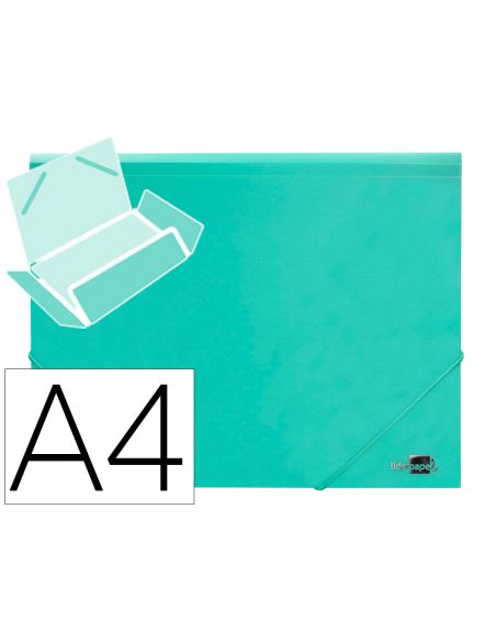 Carpeta Liderpapel Gomas Tres Solapas Polipropileno Din A4 Color Verde Opaco