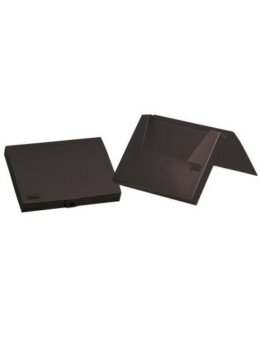 Carpeta Liderpapel Portadocumentos Gomas Polipropileno Din A4 Negro Opaco Lomo 25 Mm