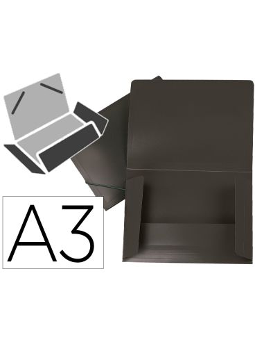 Carpeta Liderpapel Portadocumentos Solapas Polipropileno Din A3 Negro Opaco Lomo Flexible