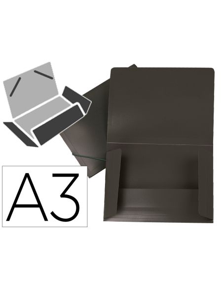 Carpeta Liderpapel Portadocumentos Solapas Polipropileno Din A3 Negro Opaco Lomo Flexible