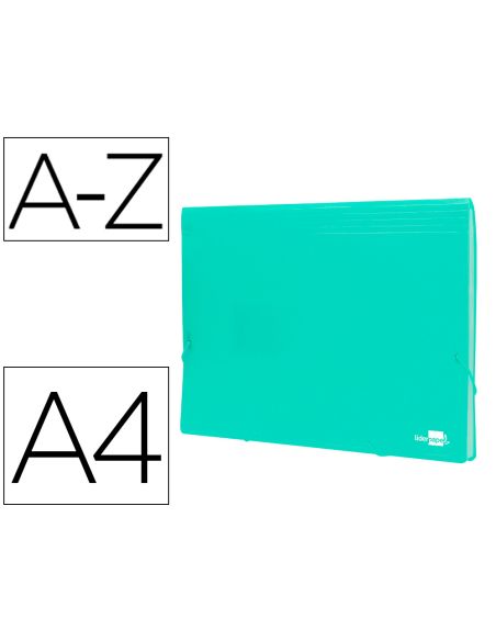 Carpeta Liderpapel Clasificador Fuelle Polipropileno Din A4 Verde Opaco 13 Departamentos