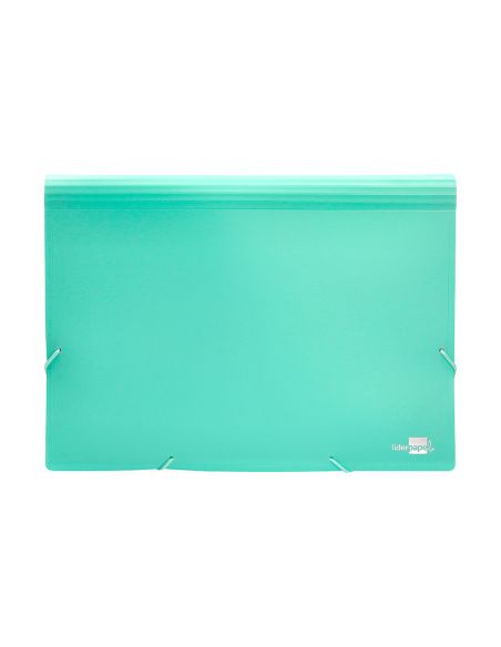 Carpeta Liderpapel Clasificador Fuelle Polipropileno Din A4 Verde Opaco 13 Departamentos