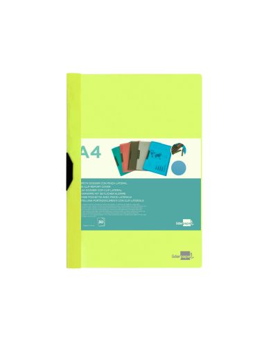 Carpeta Liderpapel Dossier Pinza Lateral Polipropileno Din A4 Amarillo Fluor Opaco 30 Hojas Pinza Deslizante