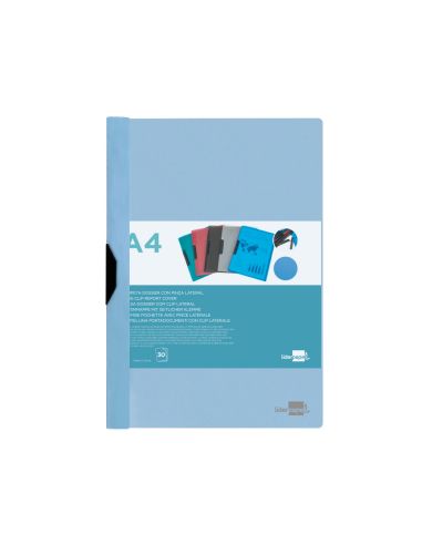 Carpeta Liderpapel Dossier Pinza Lateral Polipropileno Din A4 Celeste Opaco 30 Hojas Pinza Deslizante