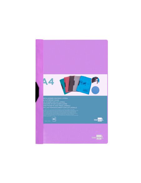 Carpeta Liderpapel Dossier Pinza Lateral Polipropileno Din A4 Lavanda Opaco 30 Hojas Pinza Deslizante