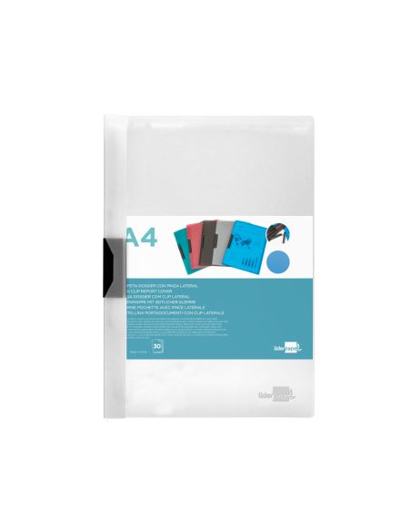 Carpeta Liderpapel Dossier Pinza Lateral Polipropileno Din A4 Transparente 30 Hojas Pinza Deslizante