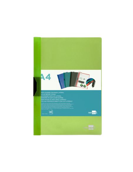 Carpeta Liderpapel Dossier Pinza Lateral Polipropileno Din A4 Verde Translucido 60 Hojas Pinza Deslizante