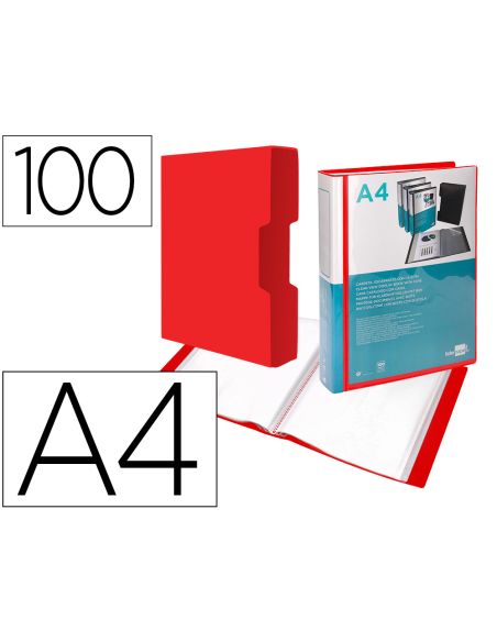 Carpeta Liderpapel Personaliza 100 Fundas Polipropilenodin A4 Rojo Translucido Con Cajetin
