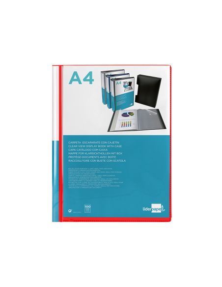 Carpeta Liderpapel Personaliza 100 Fundas Polipropilenodin A4 Rojo Translucido Con Cajetin