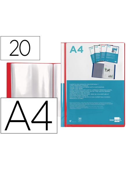 Carpeta Liderpapel Personaliza 20 Fundas Canguro Polipropileno Din A4 Rojo Translucido Portada Y Lomo