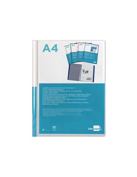 Carpeta Liderpapel Personaliza 40 Fundas Canguro Polipropileno Din A4 Transparente Portada Y Lomo