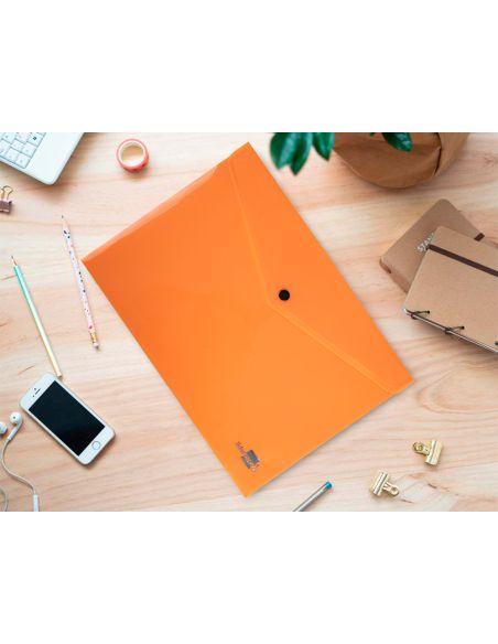 Carpeta Liderpapel Dossier Broche Polipropileno Din A4 Naranja Fluor Opaco 50 Hojas