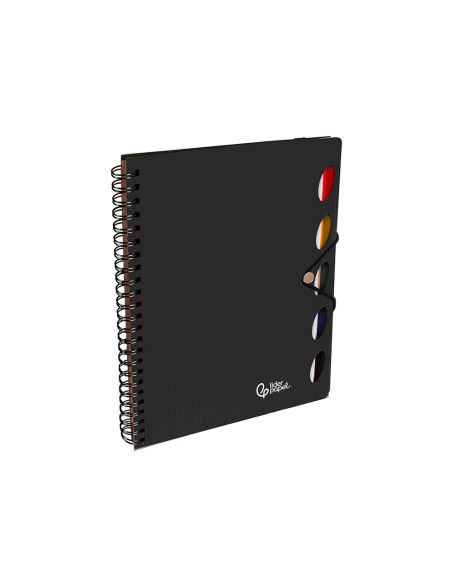 Cuaderno Espiral Liderpapel A4 Micro Executive Tapa Plastico 100H 80Gr Cuadro 5Mm 5 Sep Aradores Con Gomilla Negro