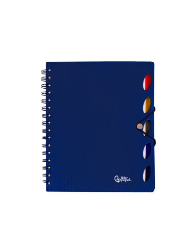Cuaderno Espiral Liderpapel A5 Micro Executive Tapa Plastico 100H 80Gr Cuadro 5Mm 5 Se Paradores Con Gomilla Azul