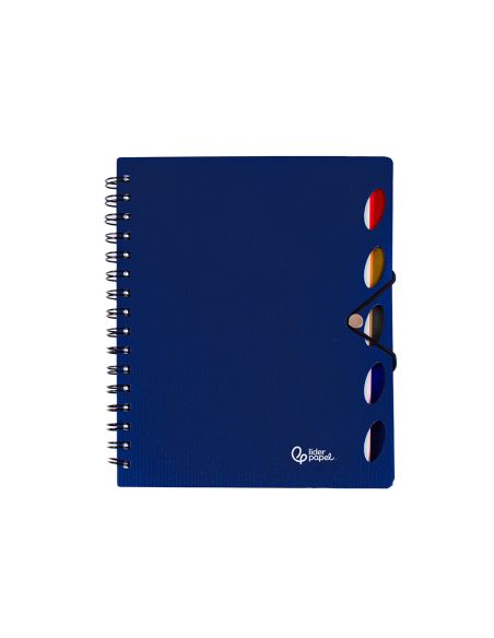 Cuaderno Espiral Liderpapel A5 Micro Executive Tapa Plastico 100H 80Gr Cuadro 5Mm 5 Se Paradores Con Gomilla Azul