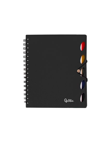 Cuaderno Espiral Liderpapel A5 Micro Executive Tapa Plastico 100H 80Gr Cuadro 5Mm 5 Se Paradores Con Gomilla Negro