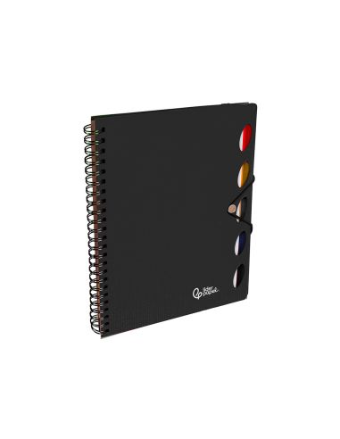 Cuaderno Espiral Liderpapel A5 Micro Executive Tapa Plastico 100H 80Gr Cuadro 5Mm 5 Se Paradores Con Gomilla Negro