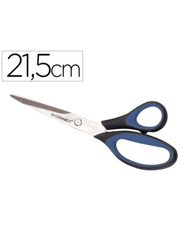 Tijera Oficina Q-Connect Mango Caucho 8" 21'5 Cm Blister De Seguridad