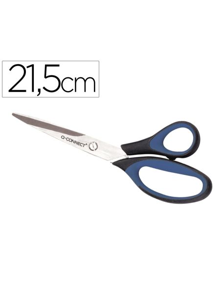 Tijera Oficina Q-Connect Mango Caucho 8" 21'5 Cm Blister De Seguridad