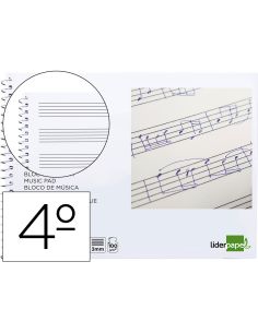 Bloc Musica Liderpapel Pentagrama 3Mm Cuarto 20 Hojas 100G/M2