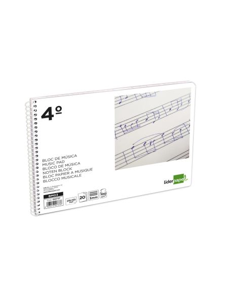 Bloc Musica Liderpapel Pentagrama 3Mm Cuarto 20 Hojas 100G/M2