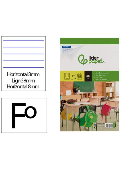 Bloc Examenes Liderpapel Horizontal Folio 40 Hojas 60G/M2