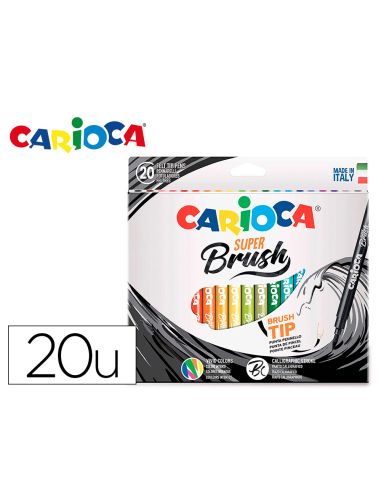 Rotulador Carioca Punta De Pincel Lavable Caja De 20 Unidades Colores Surtidos