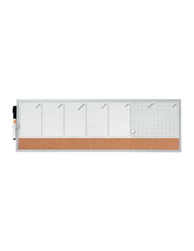 Planificador Semanal Nobo Magnetico + Tablero Corcho Horizontal Con Marco De Aluminio 585X190 Mm
