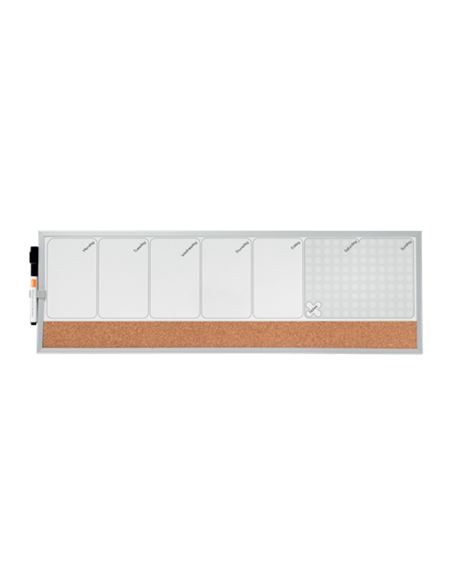 Planificador Semanal Nobo Magnetico + Tablero Corcho Horizontal Con Marco De Aluminio 585X190 Mm
