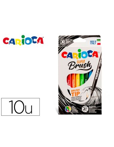 Rotulador Carioca Super Brush Caja De 10 Unidades Colores Surtidos