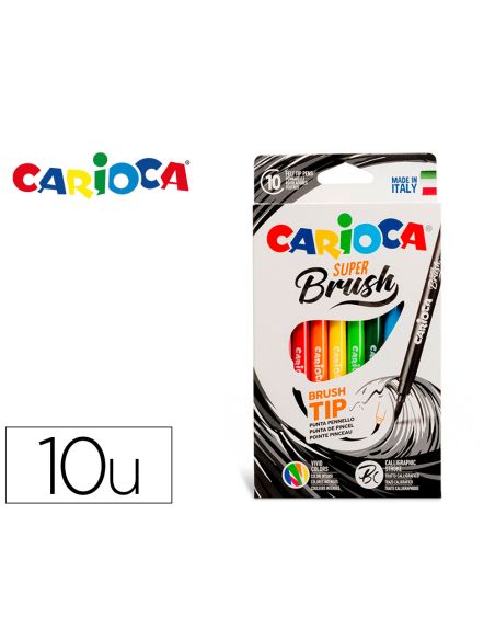 Rotulador Carioca Super Brush Caja De 10 Unidades Colores Surtidos