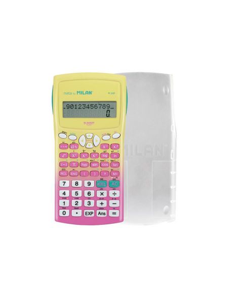Calculadora Milan Cientifica M240 Sunset Tapa Translucida 2 Lineas 240 Funciones 10+2 Digitos Color Rosa /Amarillo