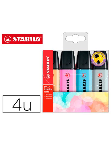 Rotulador Stabilo Boss Fluorescente 70 Pastel Estuche De 4 Unidades Colores