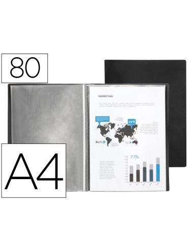 Carpeta Liderpapel Escaparate 80 Fundas Polipropileno Din A4 Negro Opaco