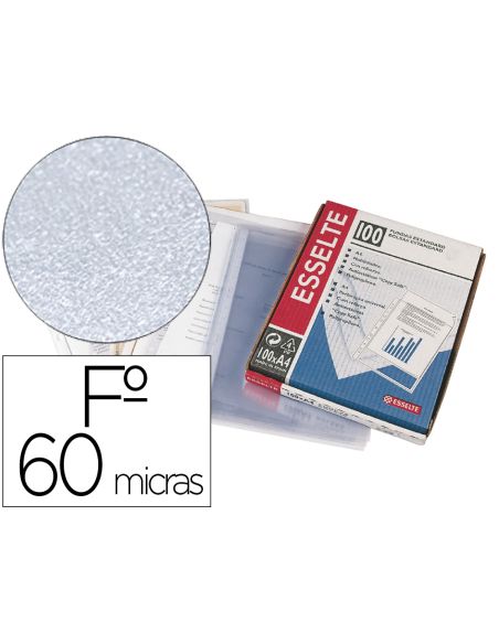 Funda Multitaladro Esselte Folio Polipropileno Piel De Naranja 60 Mc Con Refuerzo Caja De 100 Unidades