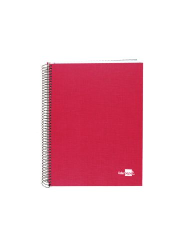 Cuaderno Espiral Liderpapel A5 Micro Papercoat Tapa Forrada 140H 75Gr Cuadro5Mm 5 Banda S 6 Taladros Rojo