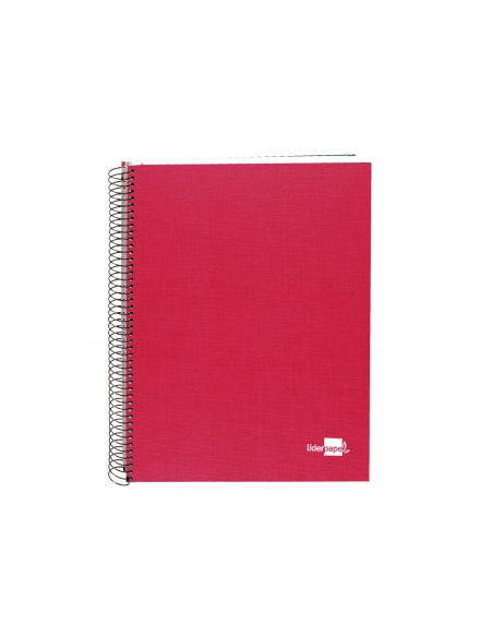 Cuaderno Espiral Liderpapel A5 Micro Papercoat Tapa Forrada 140H 75Gr Cuadro5Mm 5 Banda S 6 Taladros Rojo