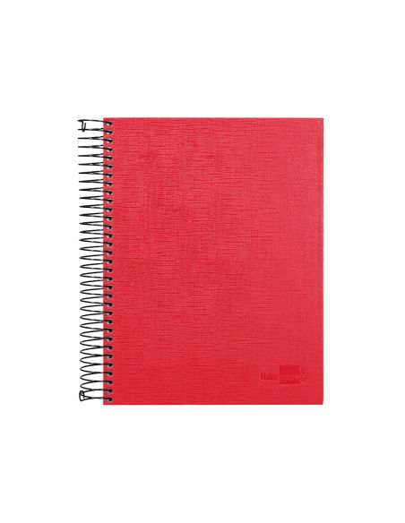 Cuaderno Espiral Liderpapel A5 Micro Papercoat Tapa Forrada 140H 75Gr Cuadro5Mm 5 Banda S 6 Taladros Rojo