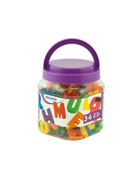 Juego Miniland Letras Mayusculas Magneticas Bote De 154 Piezas