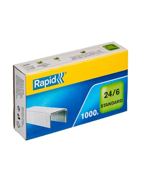Grapas Rapid 24/6 Mm Galvanizada Caja De 1000 Unidades